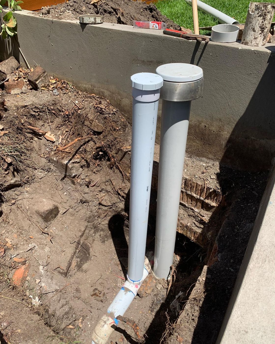 Crushed stormwater pipe after